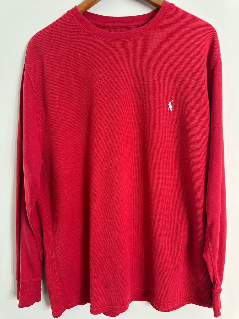 Polo by Ralph Lauren Red Waffle Knit Long-Sleeve Shirt